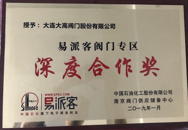 易派克阀门专区深度合作奖